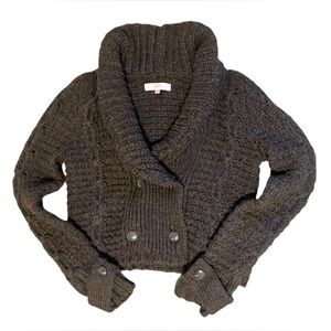 Loft Thick and Cozy Cable Knit Wool‎ Blend Sweater Womens Large Brown Chunky